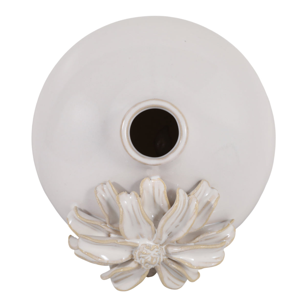 Flynnrun Ivory Dahlia Applique Short Bud Vase