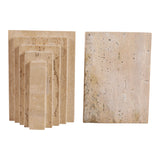 Plymouth Tan/Brown Stepped Travertine Bookends (Set of 2)