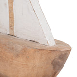 Mystic Natural/White Small Wood Sailboat