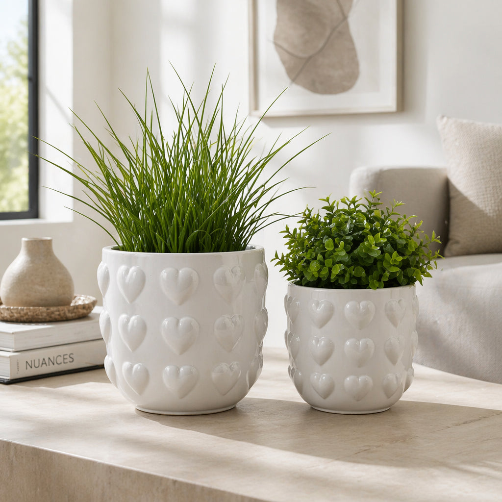 Draperoak White/Ivory Planters (Set of 2)