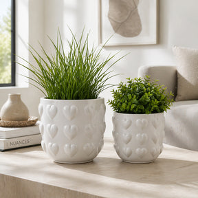 Draperoak White/Ivory Planters (Set of 2)