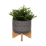 Slater Gray Ceramic Swirl Planter on Stand