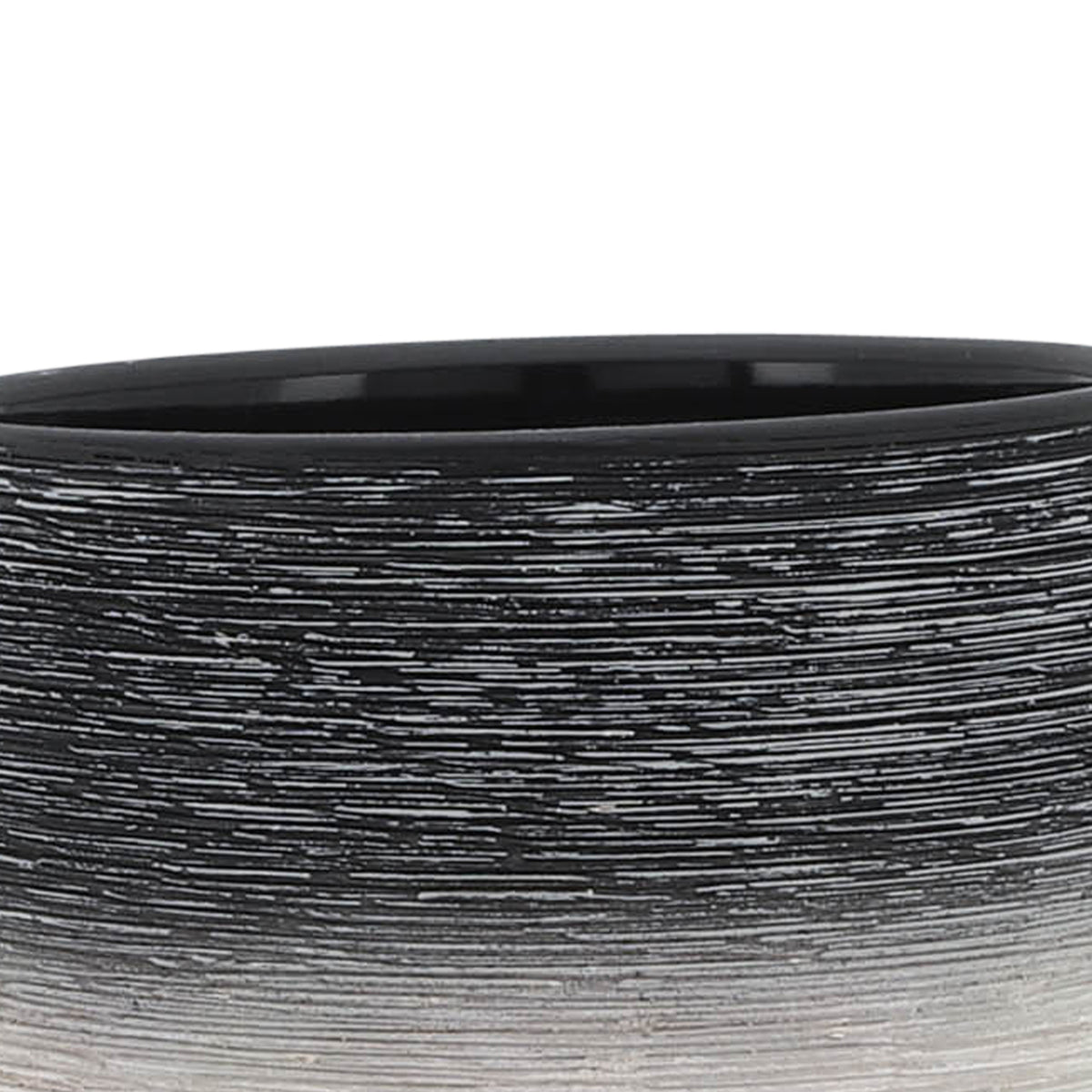 Erickson Gray Ceramic Planter on Wooden Stand