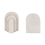Mount Hermon White Marble Layered Arches Bookends (Set of 2)