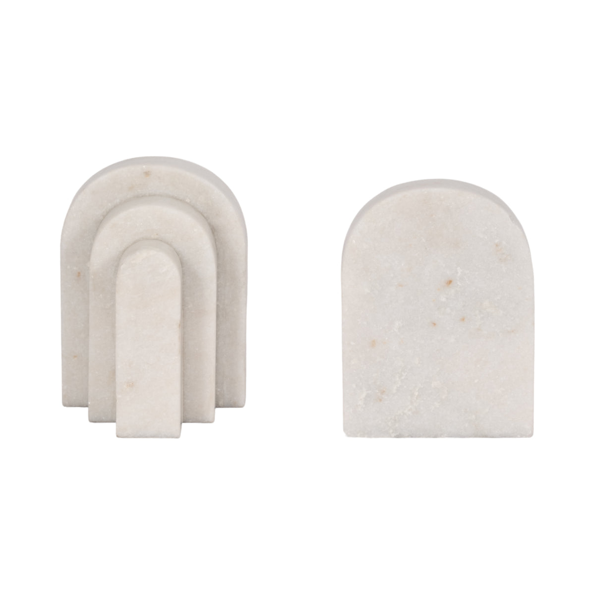 Mount Hermon White Marble Layered Arches Bookends (Set of 2)