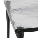Colma Clear/Antique Brass Thick Glass Top Square Accent Table