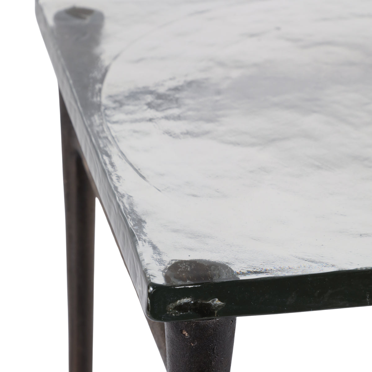 Colma Clear/Antique Brass Thick Glass Top Square Accent Table