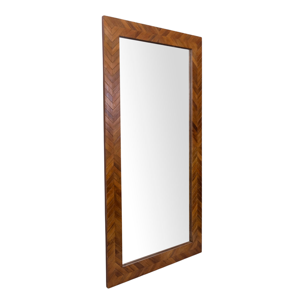 Virgilia Walnut Chev Wood Floor Mirror