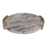 Ultra Tan/Gray Marble Tray with Aluminum Handles