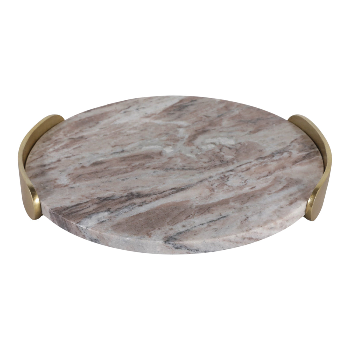 Ultra Tan/Gray Marble Tray with Aluminum Handles