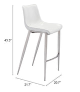 Magnus White & Silver Barstool (Set of 2)