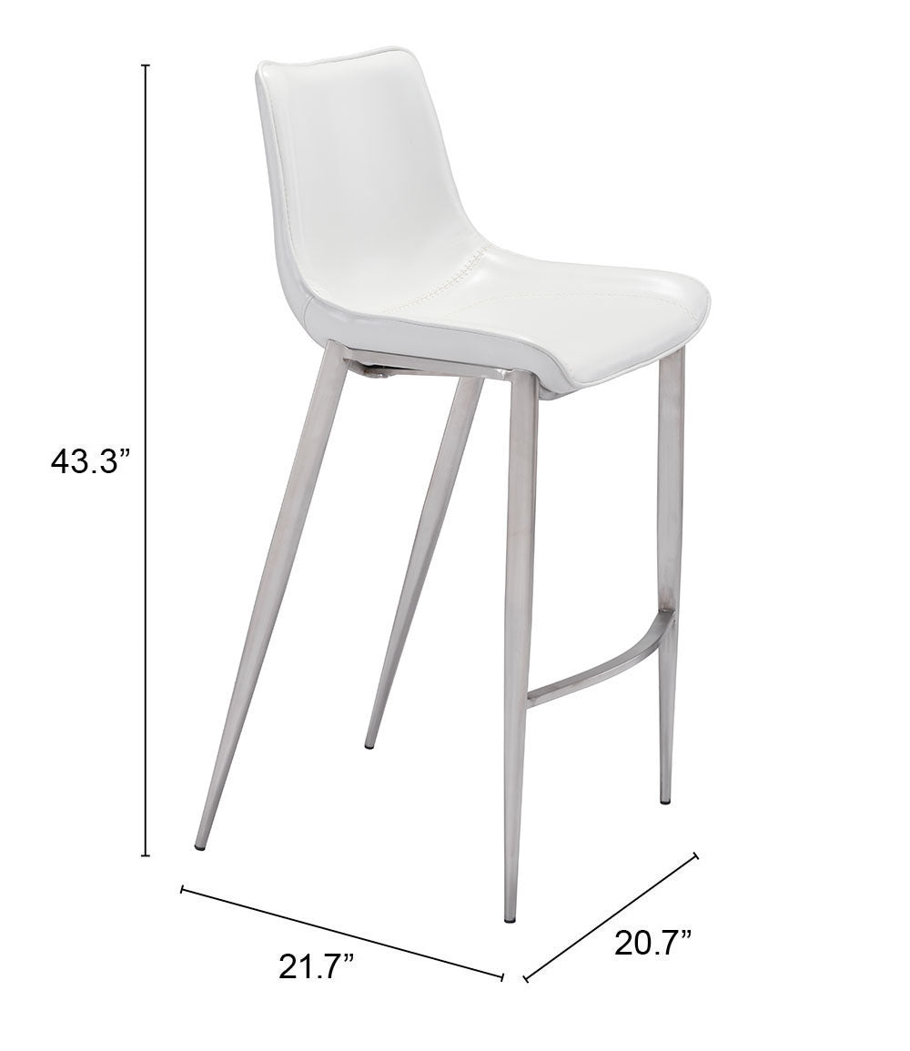 Magnus White & Silver Barstool (Set of 2)