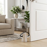 Soda Bay White/Black Marble Doorstop with Leather Handle