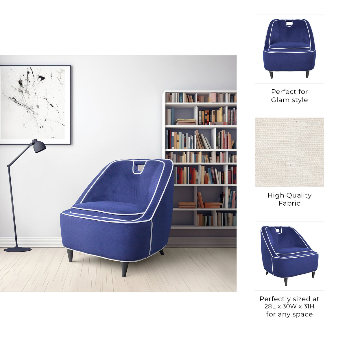 Bay Park Dark Blue/White Two-Toned Accent Chair