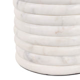 Geyserville White/Gold Ribbed Drink Table with Marble Base