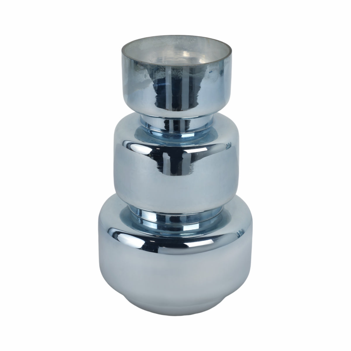 Piru Blue/Silver Small Stacked Cylinder Glass Vase