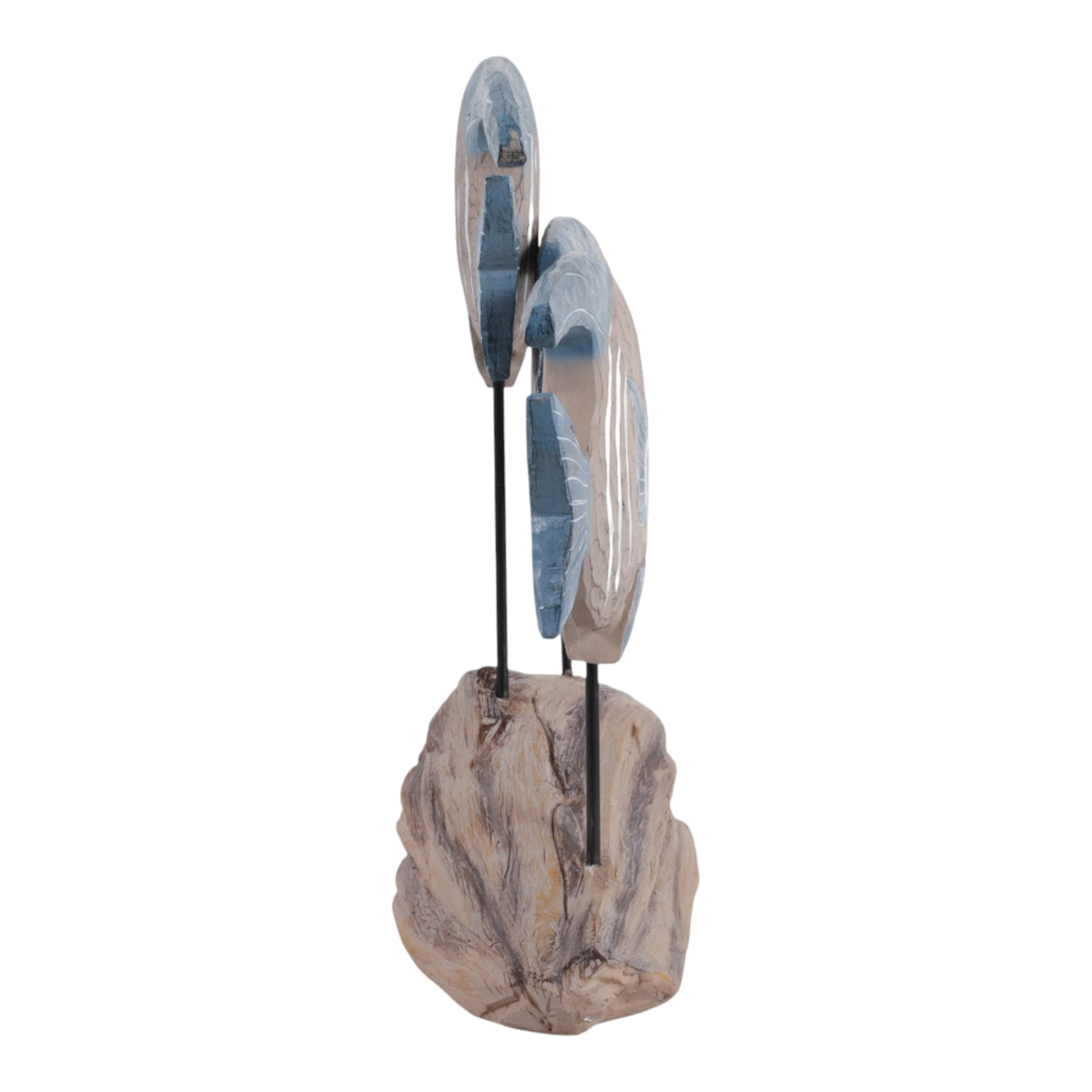 Las Lomas Blue/White/Natural 3 Fish Wood on Stand