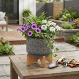 Slater Gray Ceramic Swirl Planter on Stand
