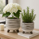 Montara White Ceramic Footed Planters (Set of 2)