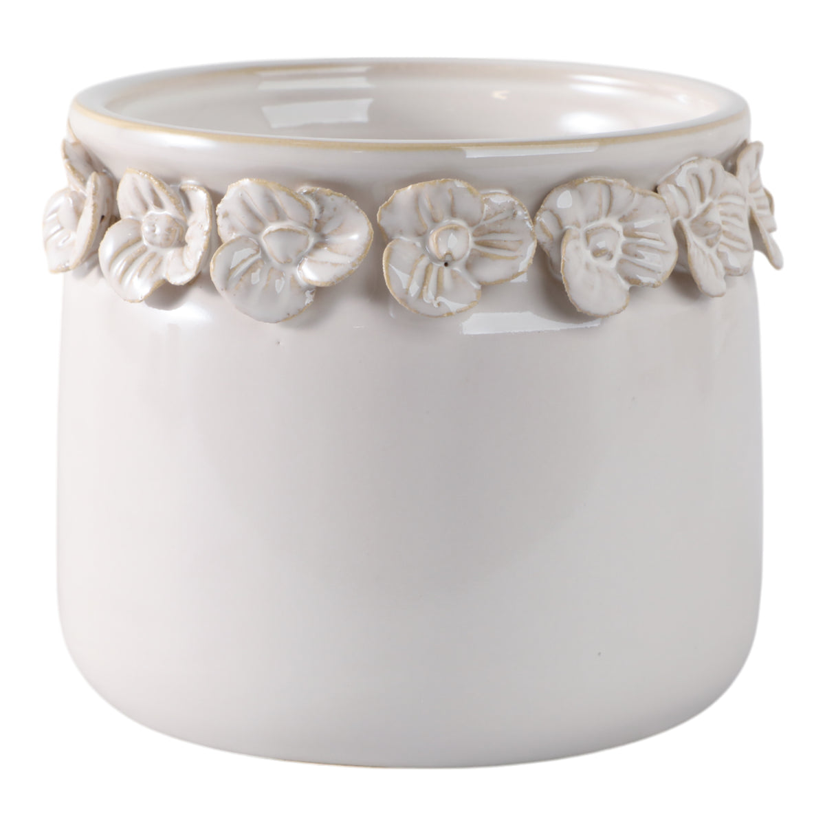 Crosbygrove Ivory Floral Applique Planter