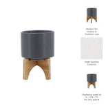 Swiss Bar Gray/Brown Planter with Wood Stand