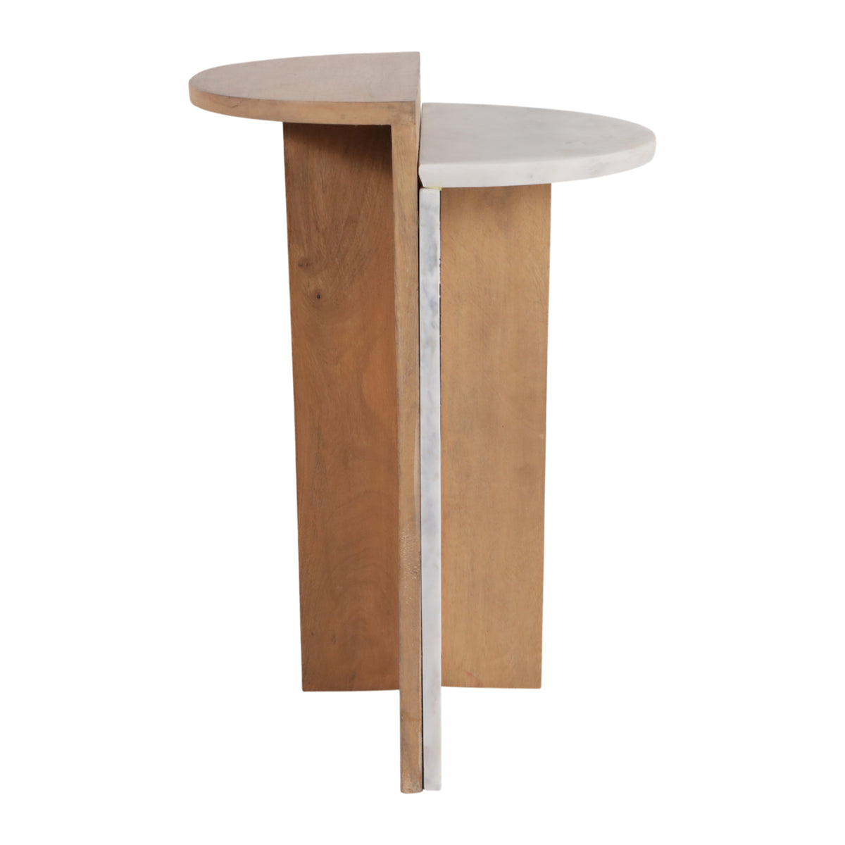 Plumas White/Natural Wood and Marble Combo Accent Table