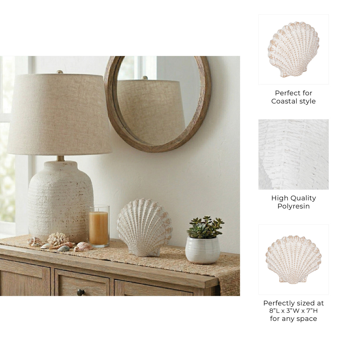 Essexrun White Sea Scallop Shell Woven Pattern