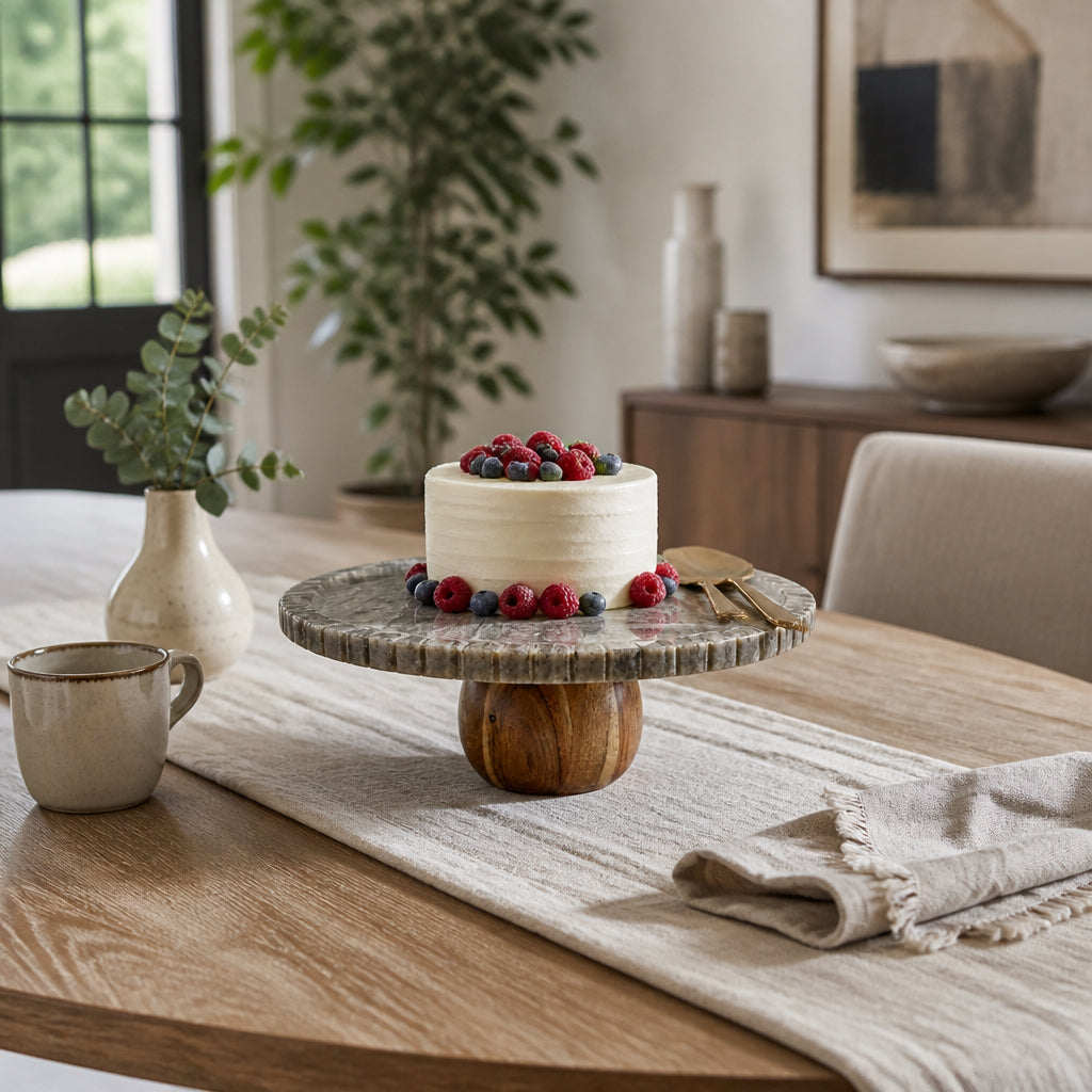 Newville Brown/Gray Marble Cake Stand