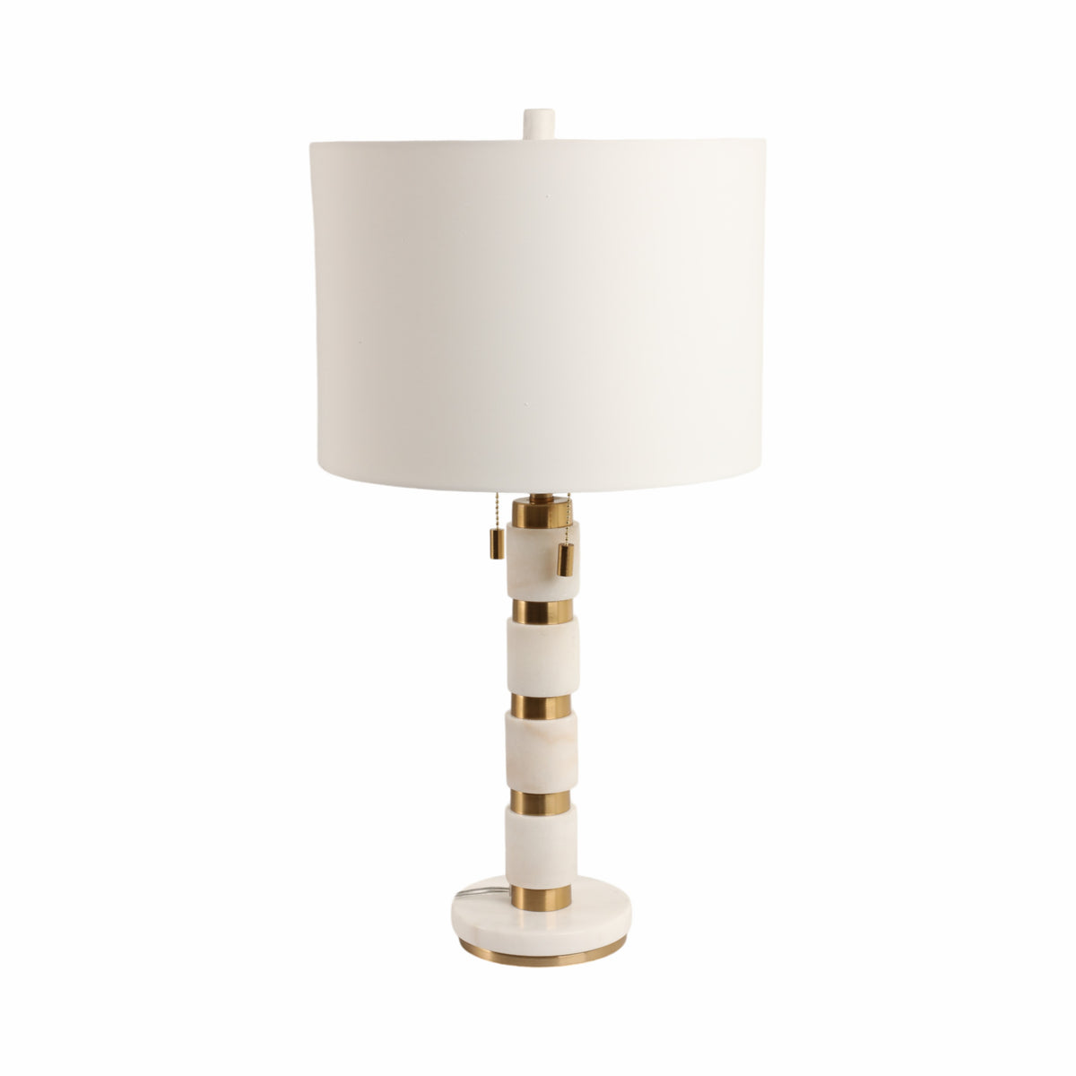 Plainview White/Gold Stacked Marble Lamp with 2 Pulls