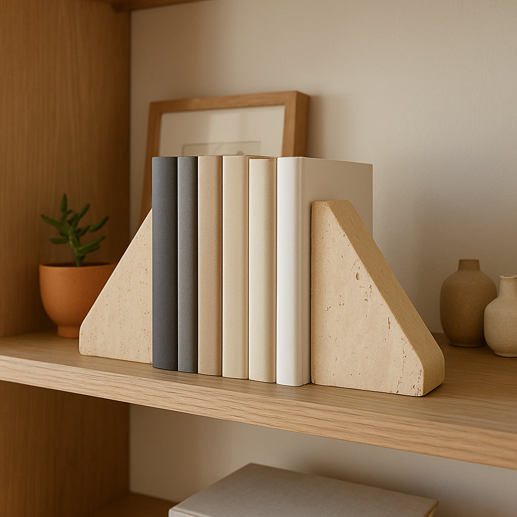 Bingham Tan Travertine Triangle Bookends (Set of 2)