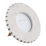 Cordova White/Black Round Marble Frame with Inlay