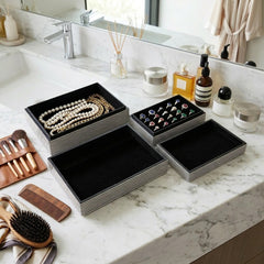 Vance Black/White Resin Pinstripe Boxes (Set of 2)