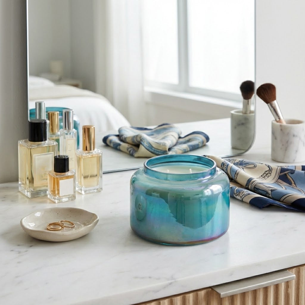 Dashholm Blue/Gold Jasmine Luster Candle