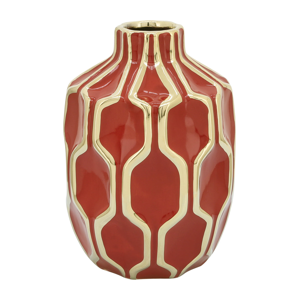 Mulford Red/Gold Ceramic Vase