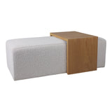 Drydenford Ivory Modern Rectangular Bench with Wood Accent