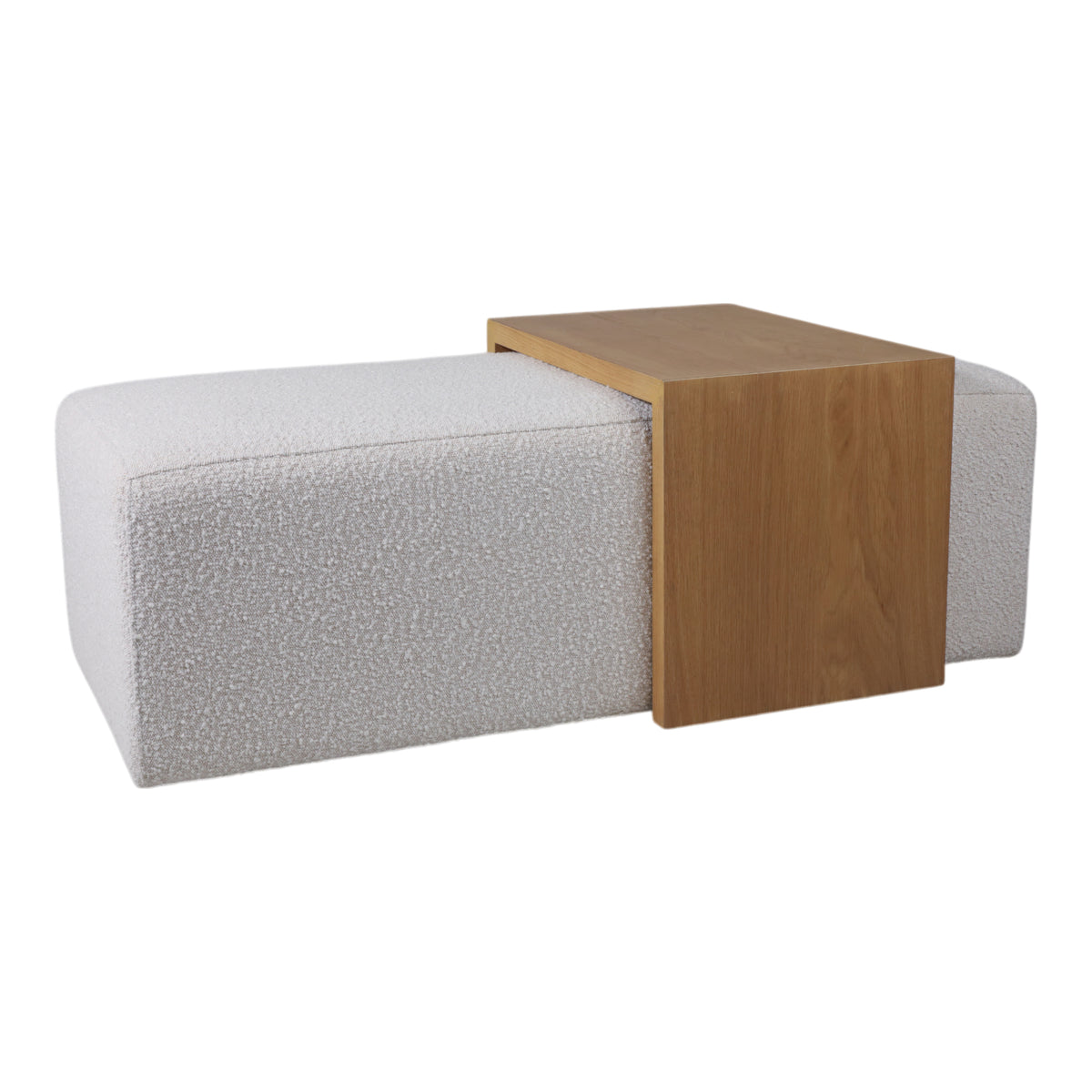 Drydenford Ivory Modern Rectangular Bench with Wood Accent