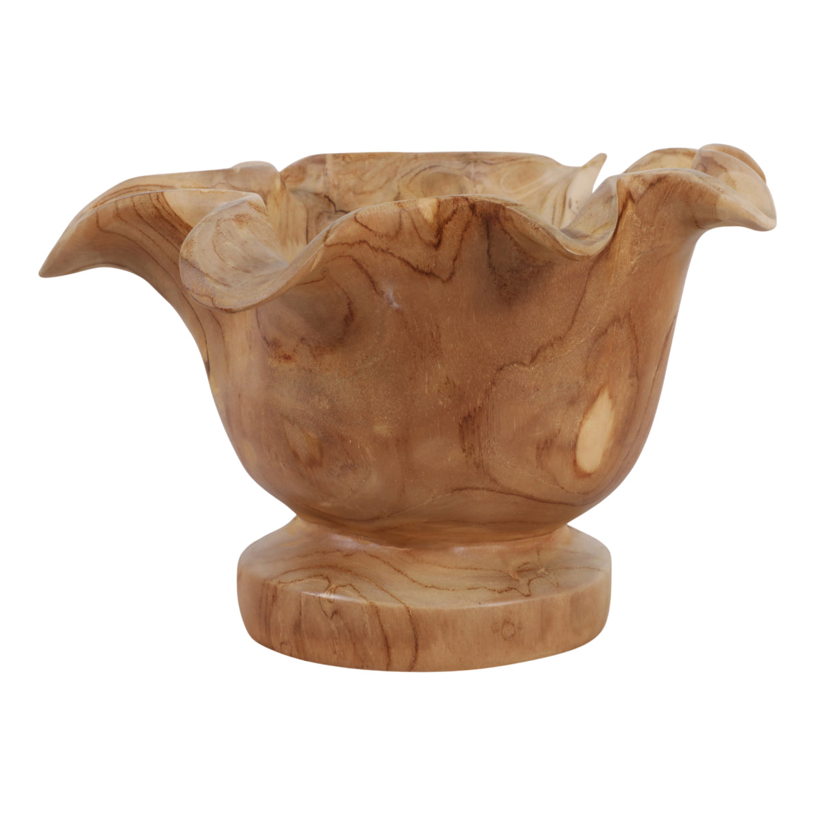 Bowencliff Natural Organic Mungur Wood Bowl on Pedestal