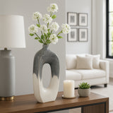 Brice Blue/White Ceramic Curvy Open Cut-Out Vase