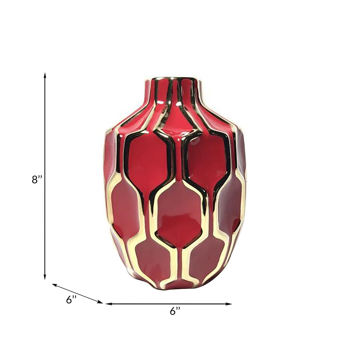 Mulford Red/Gold Ceramic Vase
