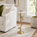 Acolita White/Gold Birds on Branch Drink Table