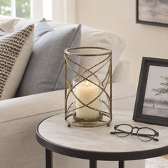 Pacifica Gold Small Metal Hurricane Candle Holder