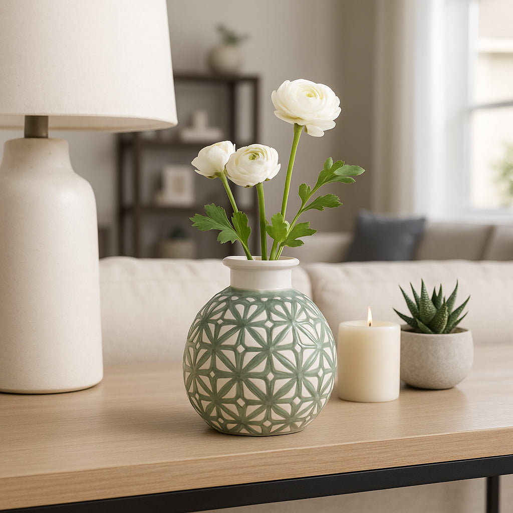 Wheeler Dark Sage Small Ceramic Daisy Vase