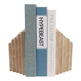 Plymouth Tan/Brown Stepped Travertine Bookends (Set of 2)