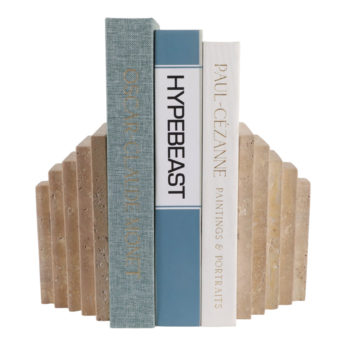 Plymouth Tan/Brown Stepped Travertine Bookends (Set of 2)
