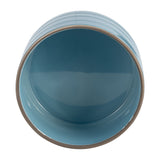 Alisal Sky Blue Small Striped Planter with Wood Stand