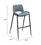 Desi Azure Gray Barstool (Set of 2)