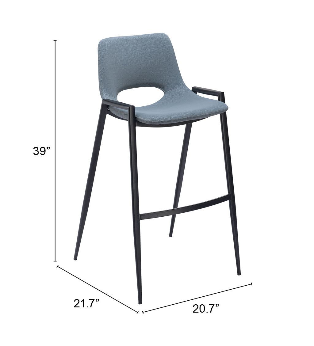 Desi Azure Gray Barstool (Set of 2)