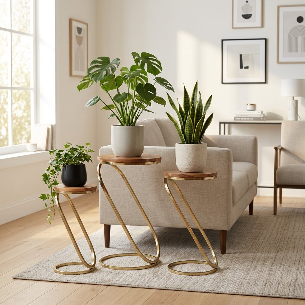Bentonham Brown/Gold Plant Stands (Set of 3)