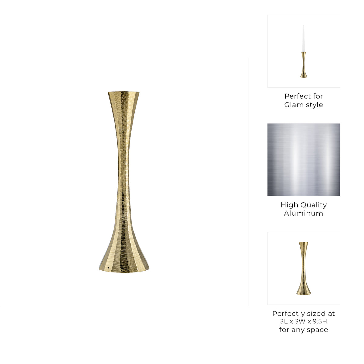 Jimgrey Brass/Brown Small Metal Taper Candle Holder