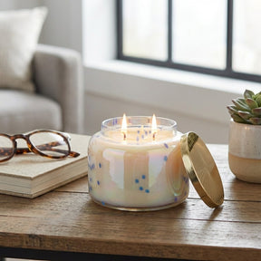 Dashholm Blue/Gold Verbena Bead Luster Lidded Candle